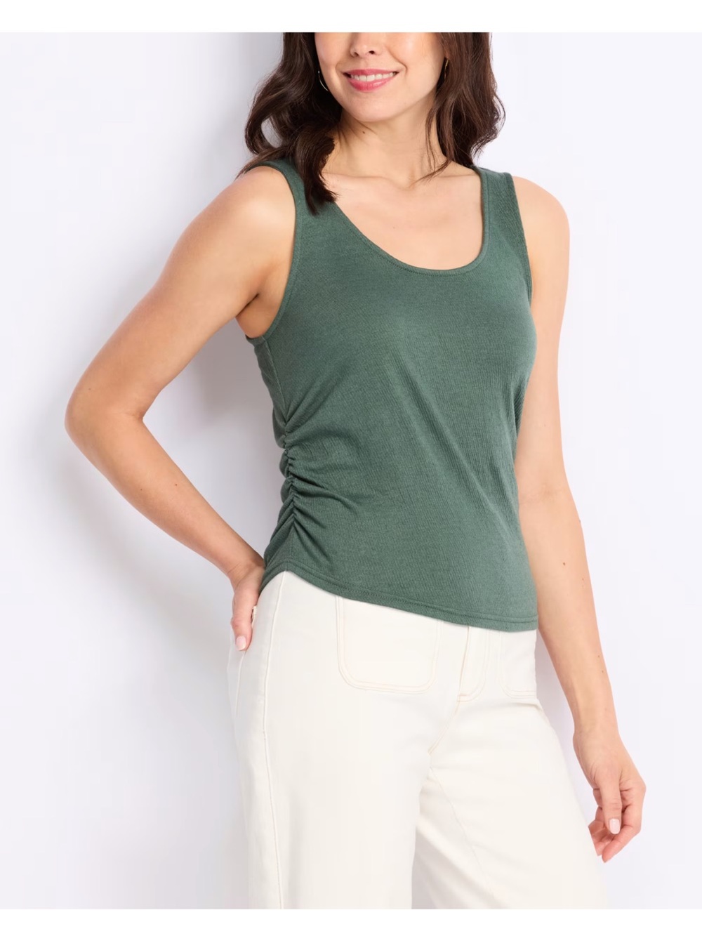 Threads 4 Thought Green Ruched Side Tank Top M